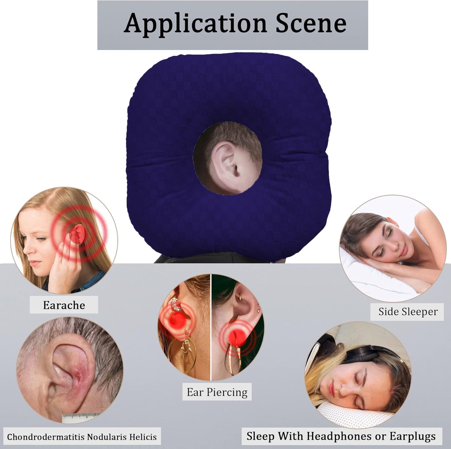 TRAHOOEar Piercing Pillow for Side Sleepers, Pillow with an Ear Hole