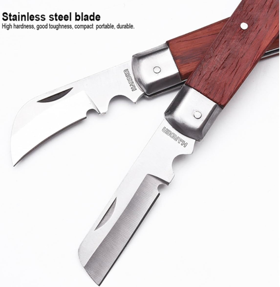 TRAHOOElectrician Straight Blade Knife with Wood Handle Lockback