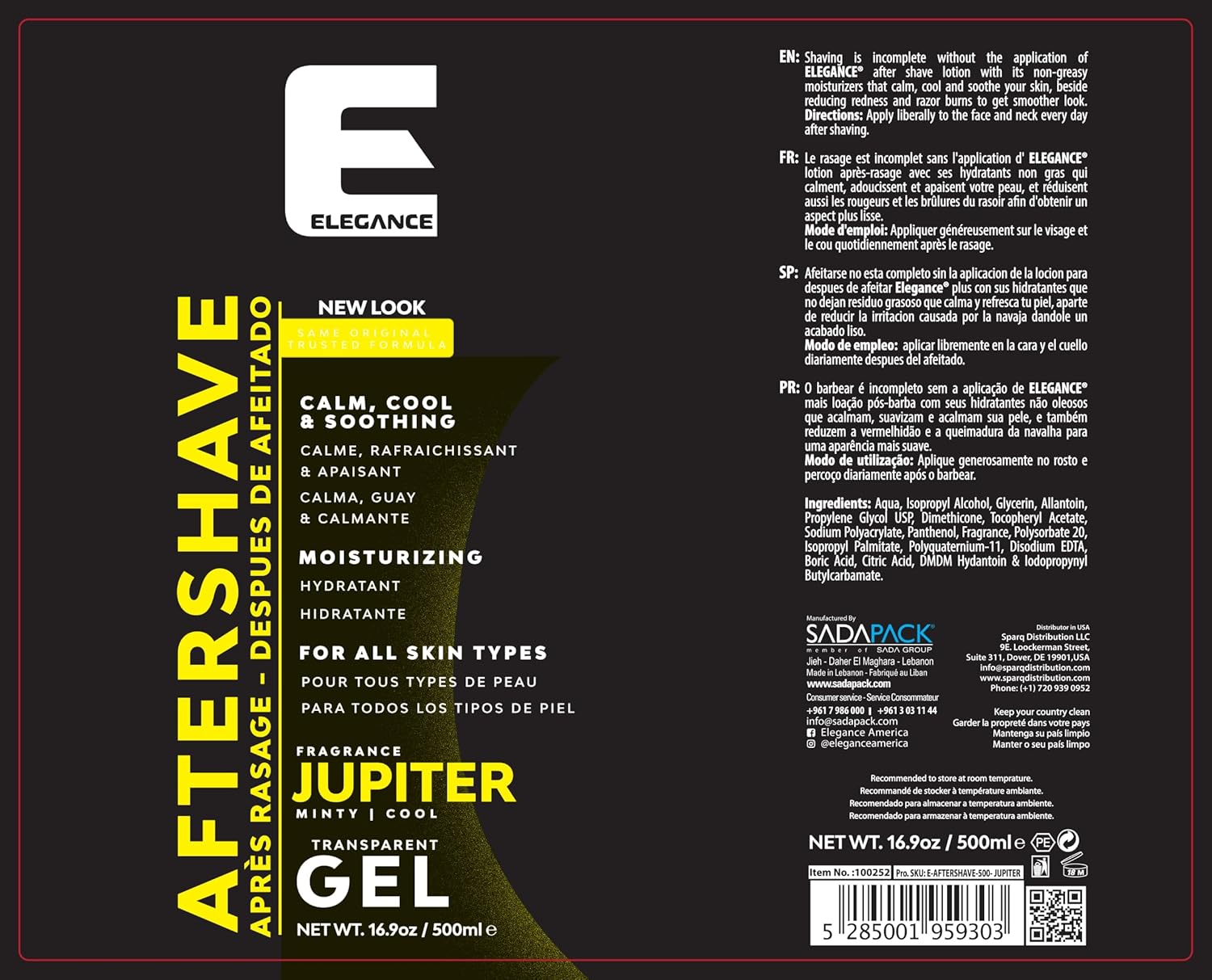 TRAHOOElegance After Shave Lotion for Men, 500ml, Jupiter (Green