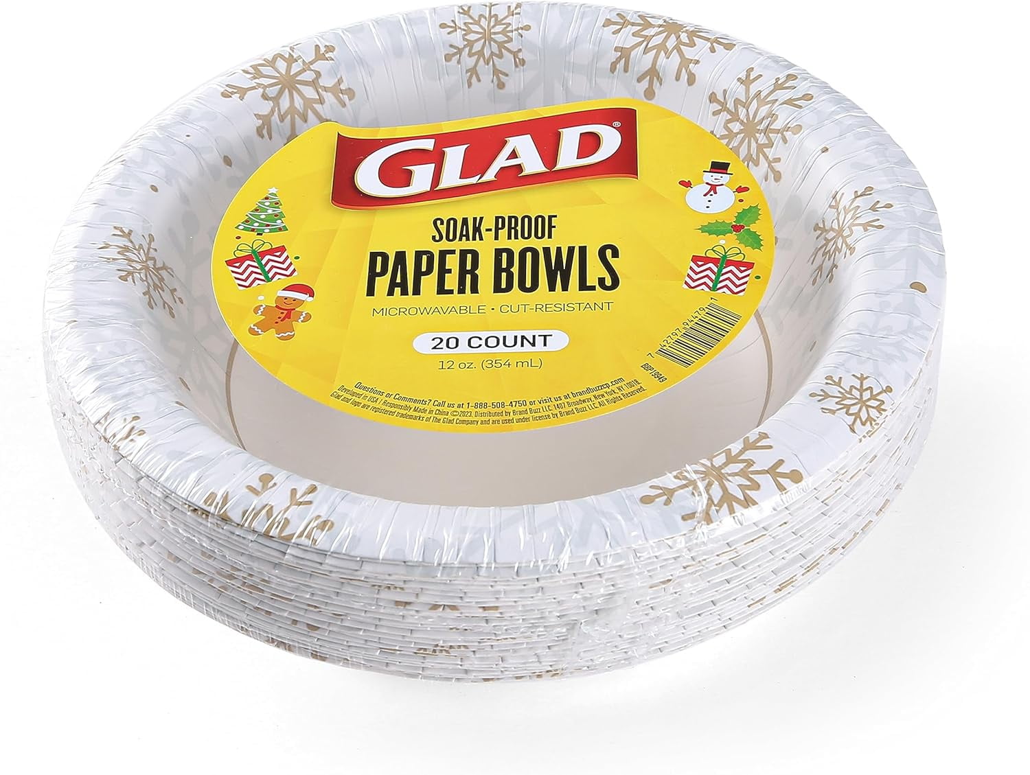 TRAHOOEveryday Disposable Paper Bowls with Holiday Gold and Silver
