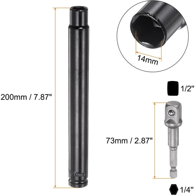TRAHOOExtra Long Hollow Socket, 14mm x 200mm Deep Well Impact Nut