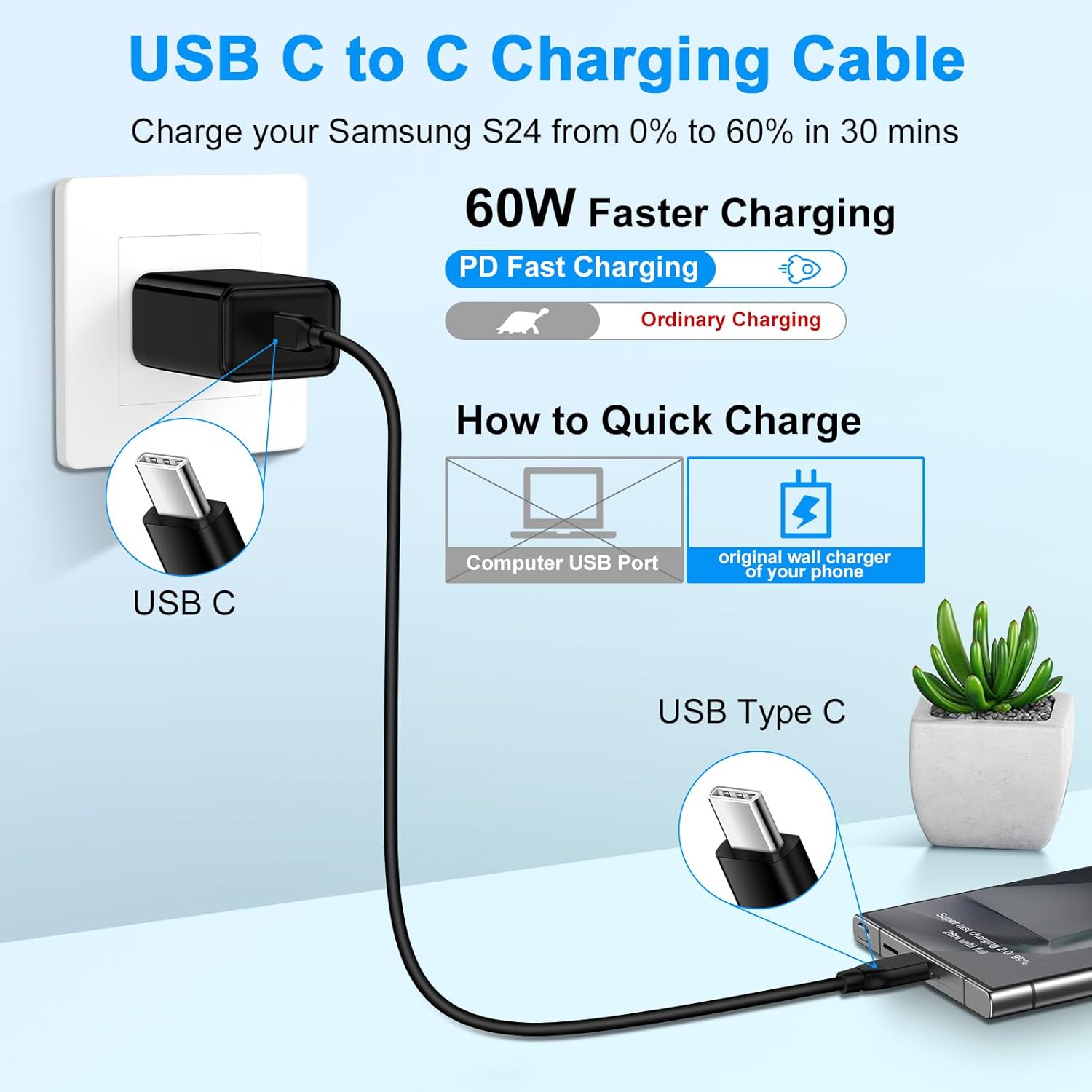TRAHOOFast Charger Cord USB C Wall Charger Compatible with Moto G