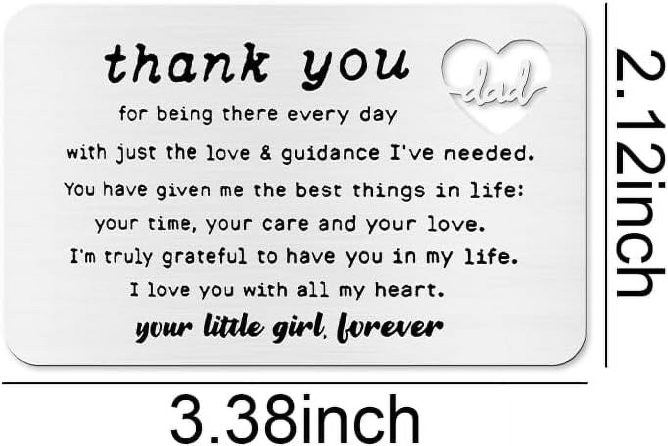 EE&YU Dad Card – Stainless Steel Wallet Card With Love Message, Thank You Gift For Dad From Daughter Or Son