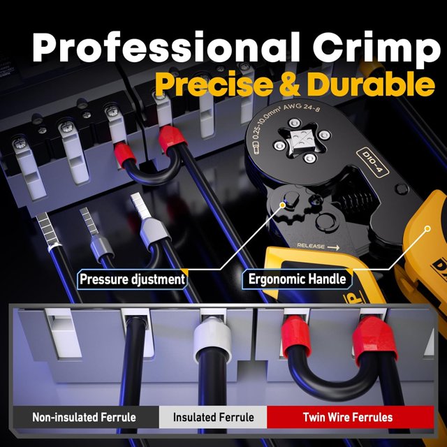 TRAHOOFerrule Crimping Tool Kit, Ratchet Pliers for 248 AWG with 24