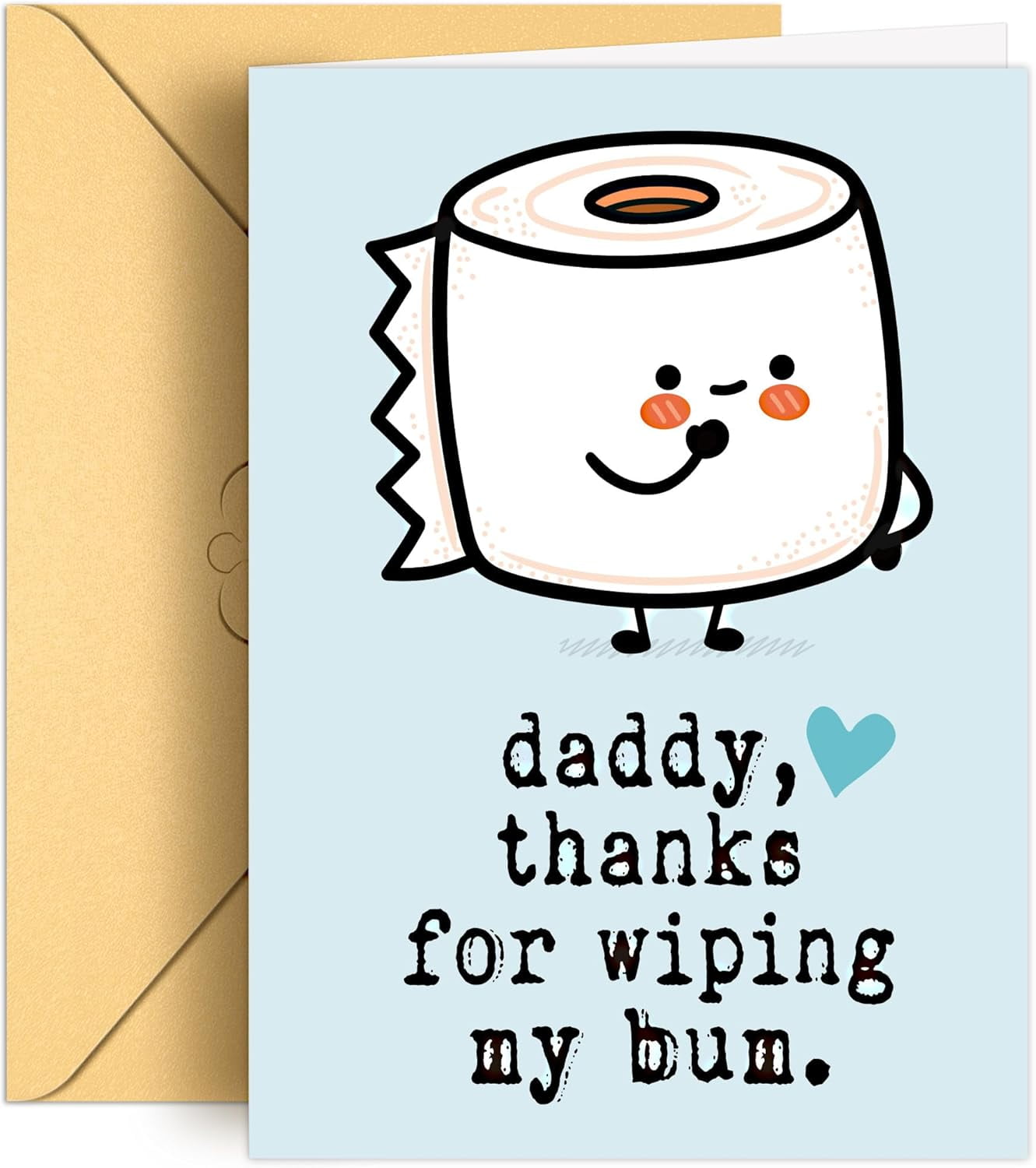 TRAHOO-First Fathers Day Card - Daddy Thanks for Wiping Muy Bum Card, Fathers Day Card from Wife Son Daughter, 1st Fathers Day Card, Daddy to Be Gifts, Unique Happy Birthday Dad Card