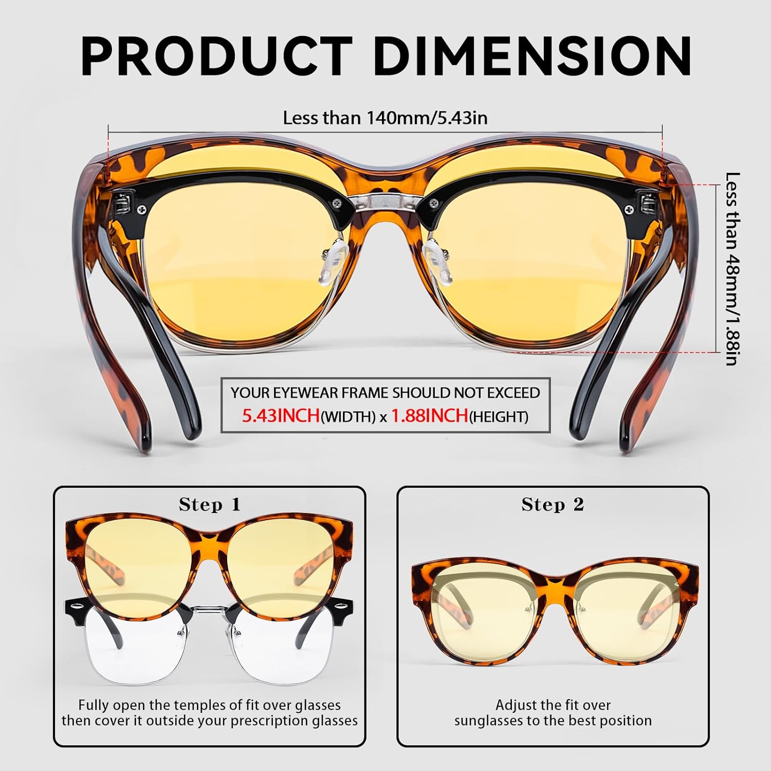 TRAHOOFit Over Night Driving Vision Glasses for Women Yellow Polarized