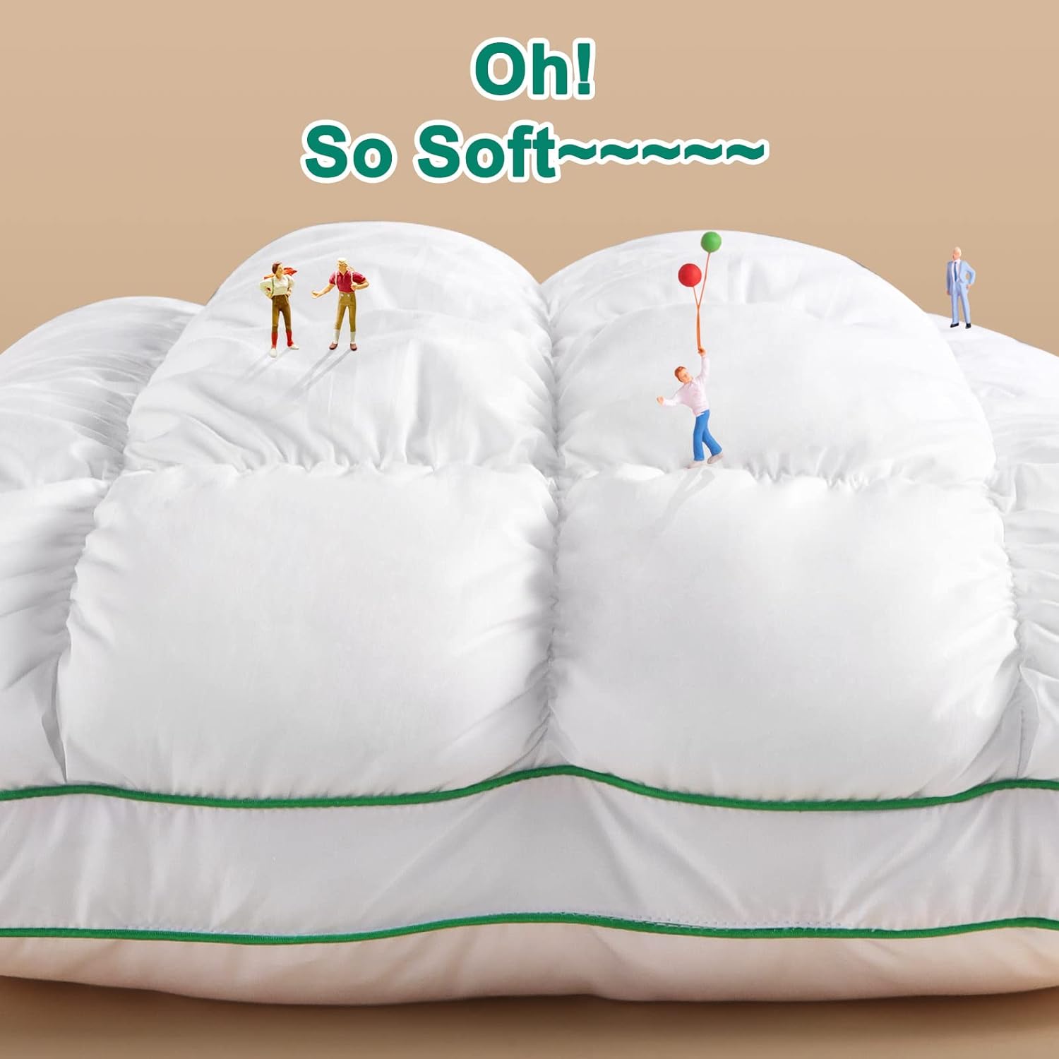 TRAHOOFluffy Support Bed Pillow Standard Size, Super Soft Premium Down