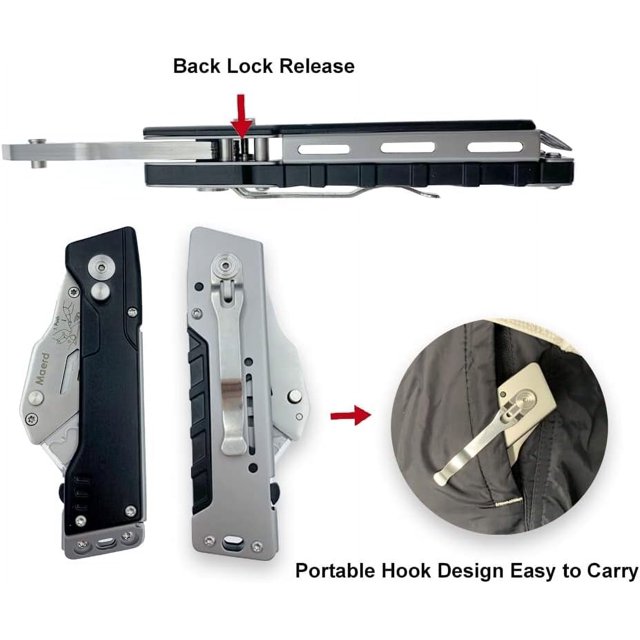TRAHOOFolding Utility Knife Quick Change, Heavy Duty Box Cutter Pocket