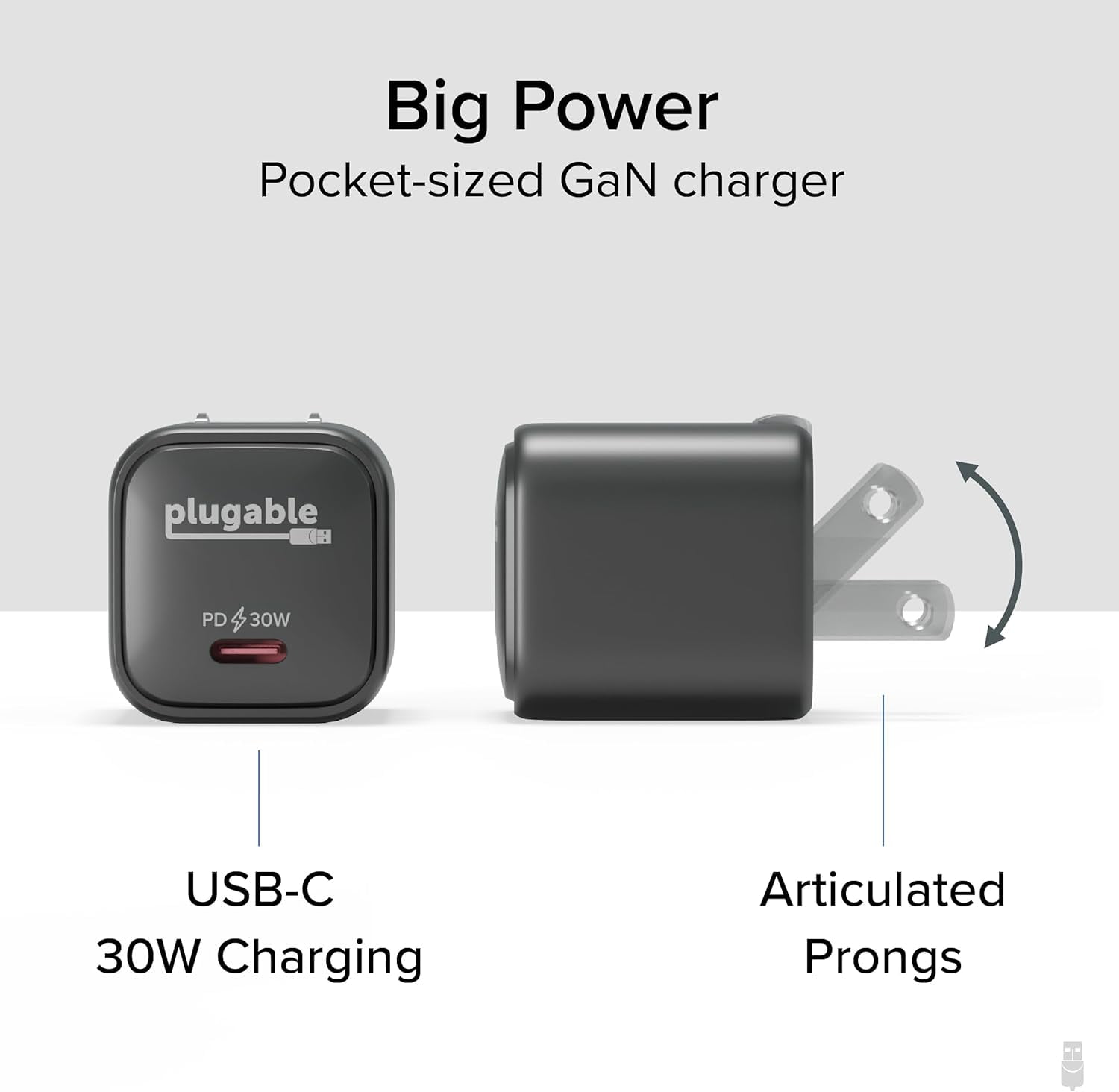 TRAHOOGaN USB C Charger Block, 30W Portable Charger, Foldable Prongs