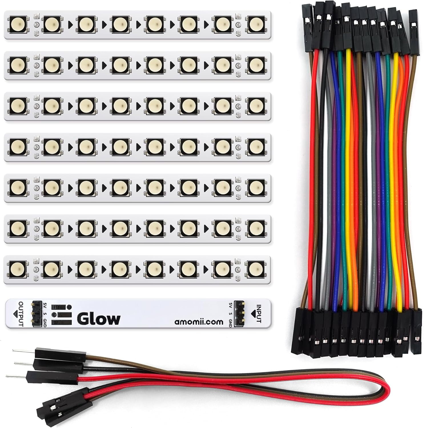 TRAHOO-Glow LED Strips - 8 Strips per Pack, Each with 8 WS2812 ...