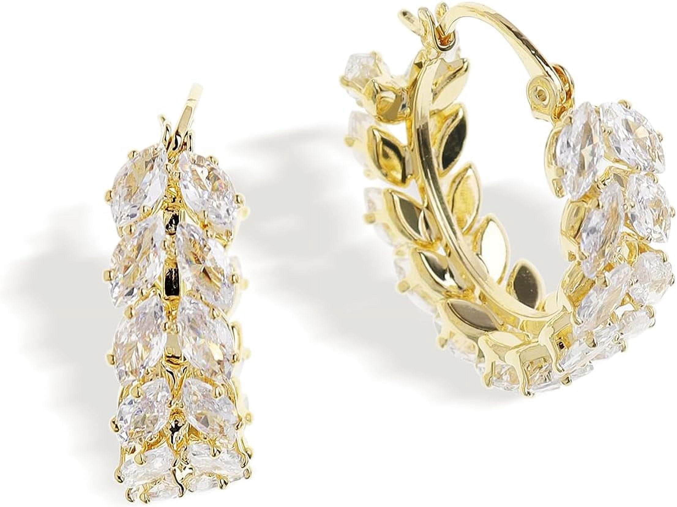 Sonateomber Gold Star Huggie Earrings For Women - Rhinestone Dangling Hoop Earrings, Daily & Prom Jewelry