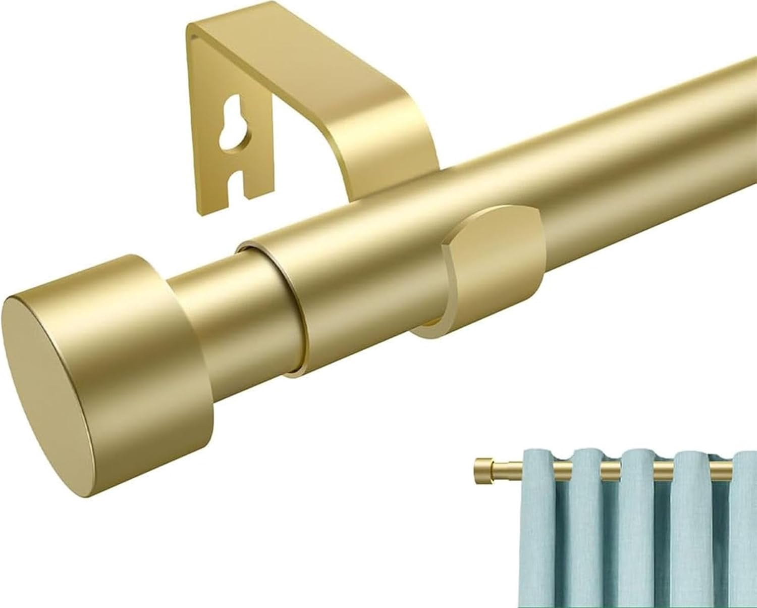 TRAHOO-Gold Curtain Rods for Windows 72 to 144 Inch, Adjustable Curtain ...