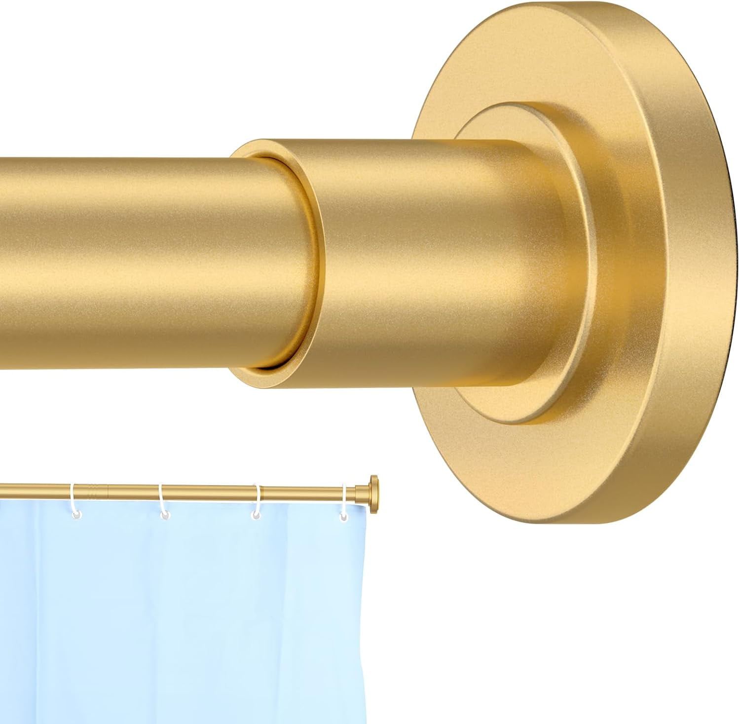 TRAHOO-Gold Shower Curtain Rod 31 to 68 Inch,1 Inch Diameter Adjustable Spring Tension Stainless Steel Telescoping Rod,Easy Install,No Rust