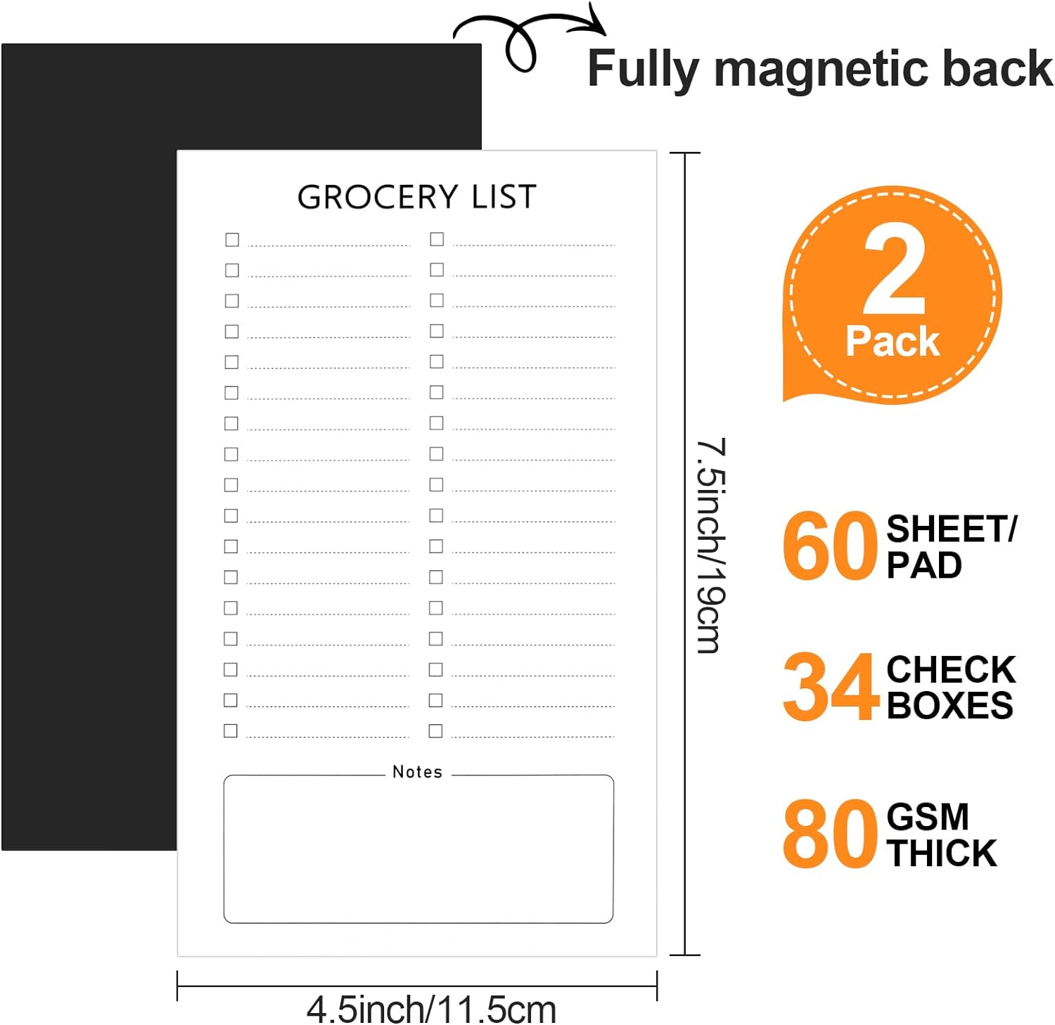 TRAHOOGrocery List Pad for Fridge, 2 Pack Notepads for