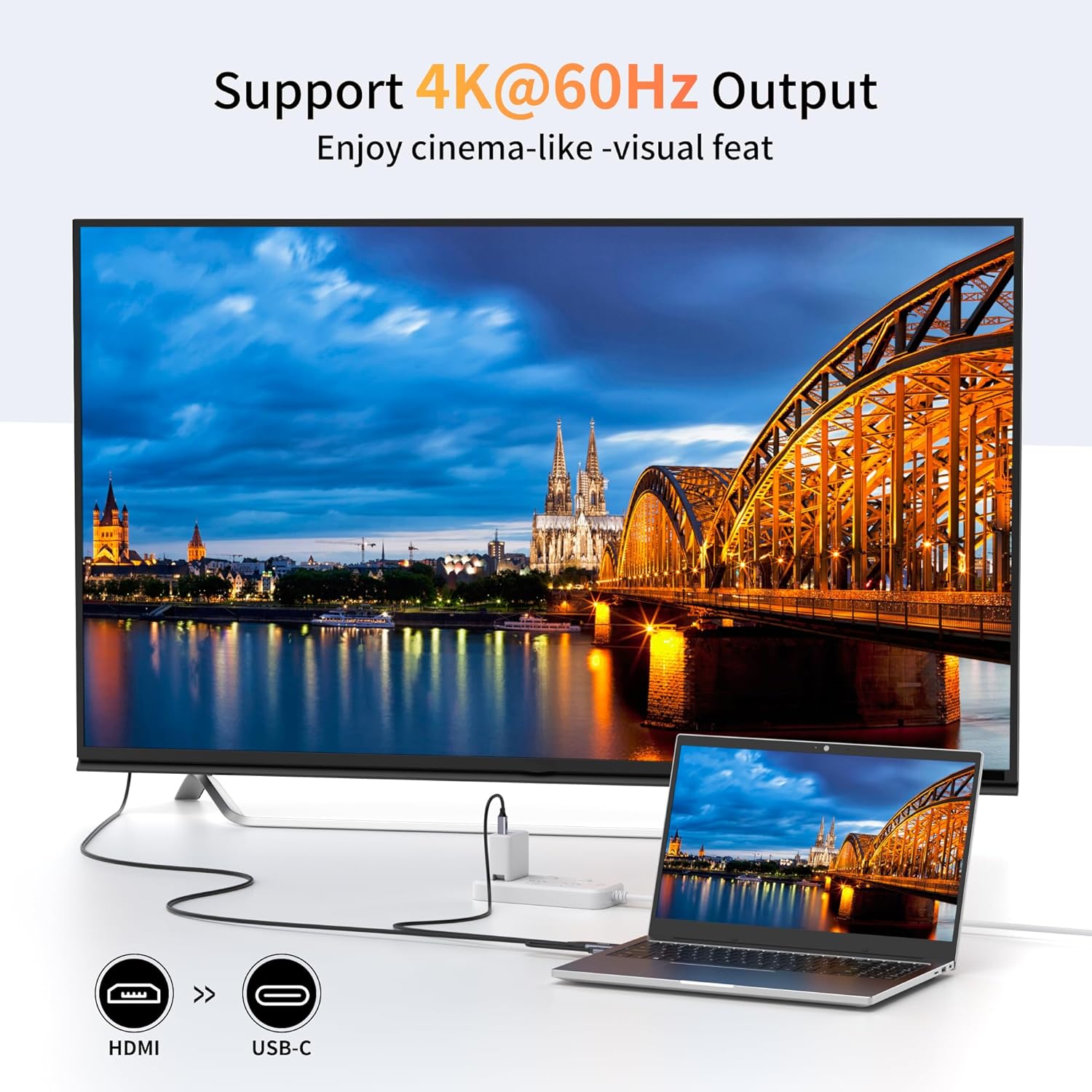 TRAHOOHDMI to USB C Cable 8.2ft, Support Touch, 4K60Hz HDMI to Type C