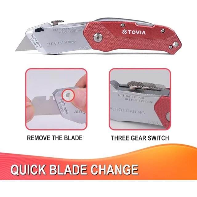 TRAHOOHeavy Duty Box Cutter Utility Knife, Carpet Pocket Knife with 10