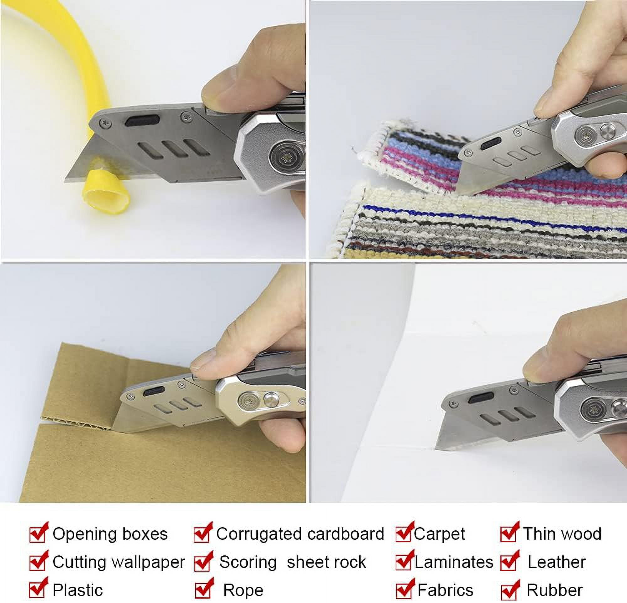 TRAHOOHeavy Duty Folding Utility Knife Dual Blade/Box Cutter/Work