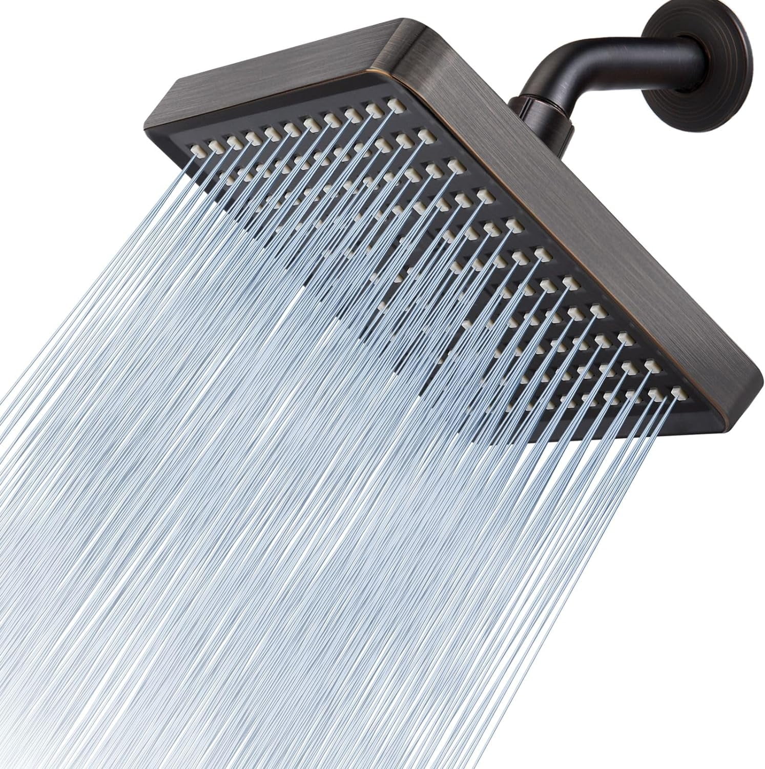 TRAHOO-High Pressure Rain Shower Head - Luxury Modern Look - The Adjustable Replacement For Your Bathroom Showerhead - 6" Square High Flow Pressure Boosting Showers (Oil Rubbed Bronze)