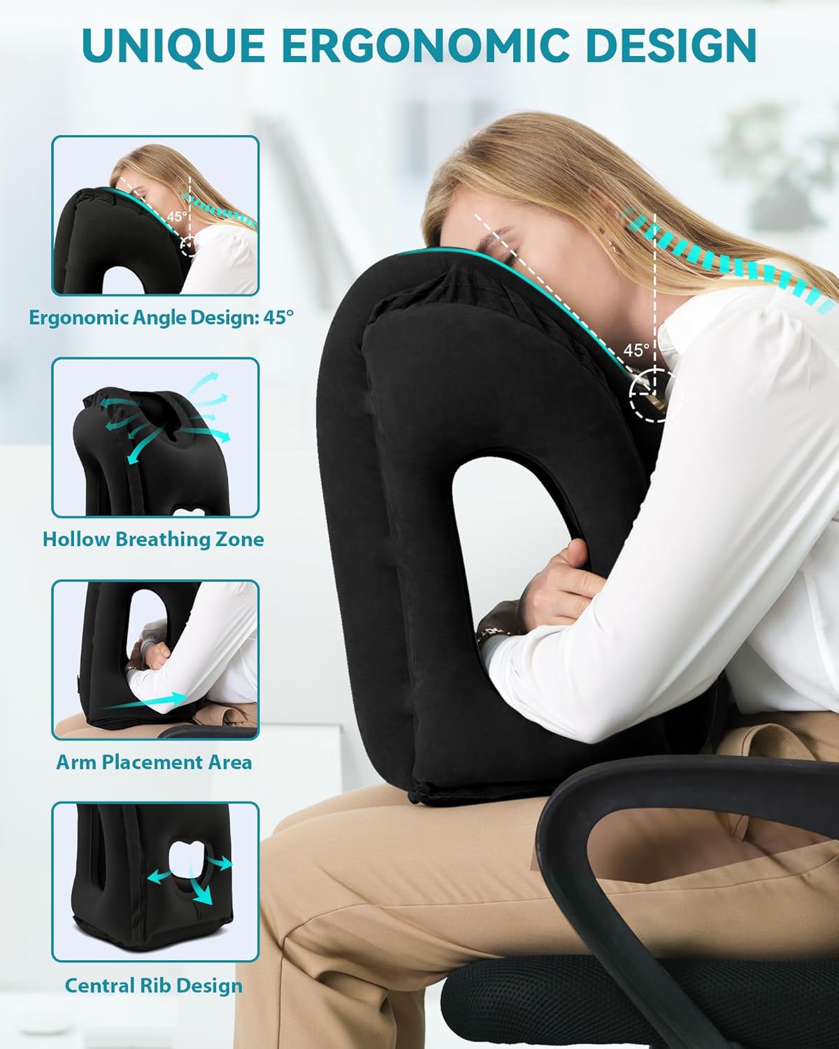 TRAHOOInflatable Travel Pillow for Airplanes, Airplane Pillow