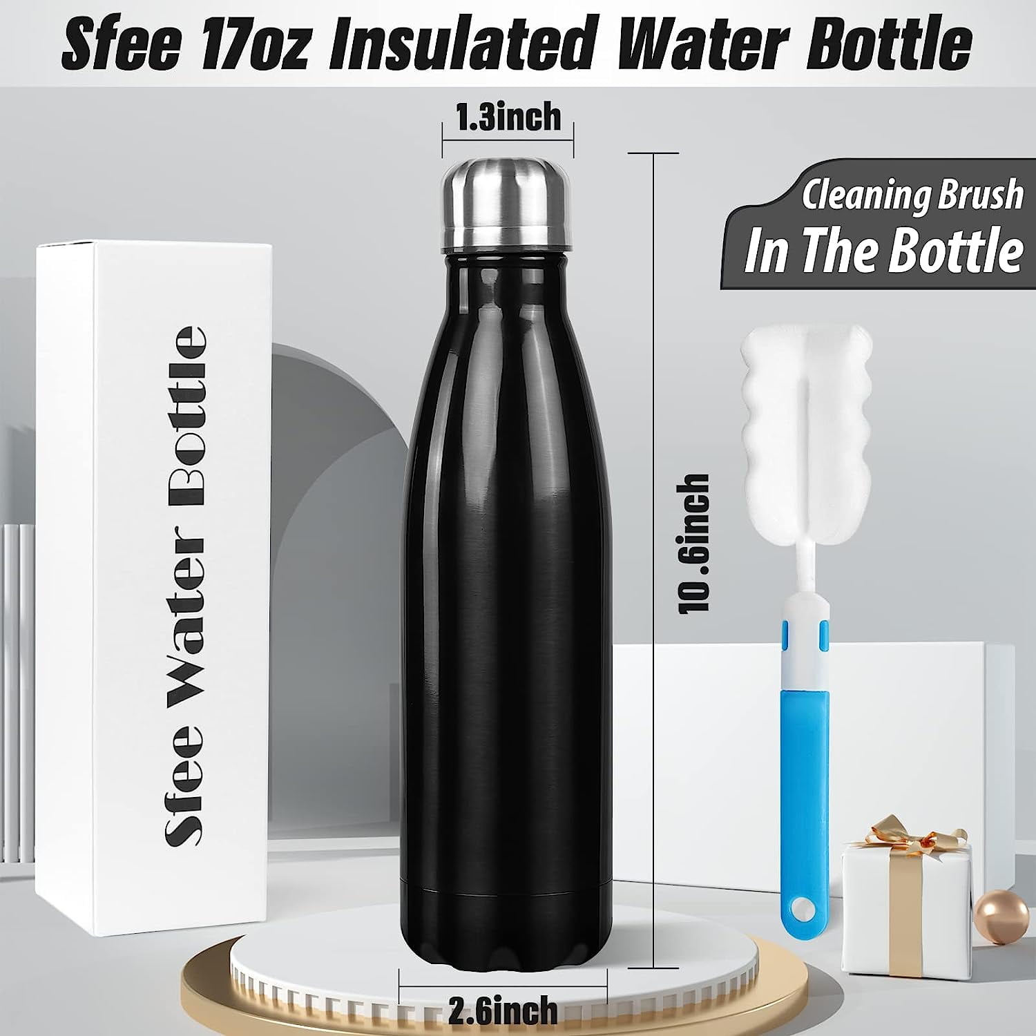 TRAHOOInsulated Water Bottle, 17 oz Stainless Steel Water Bottles