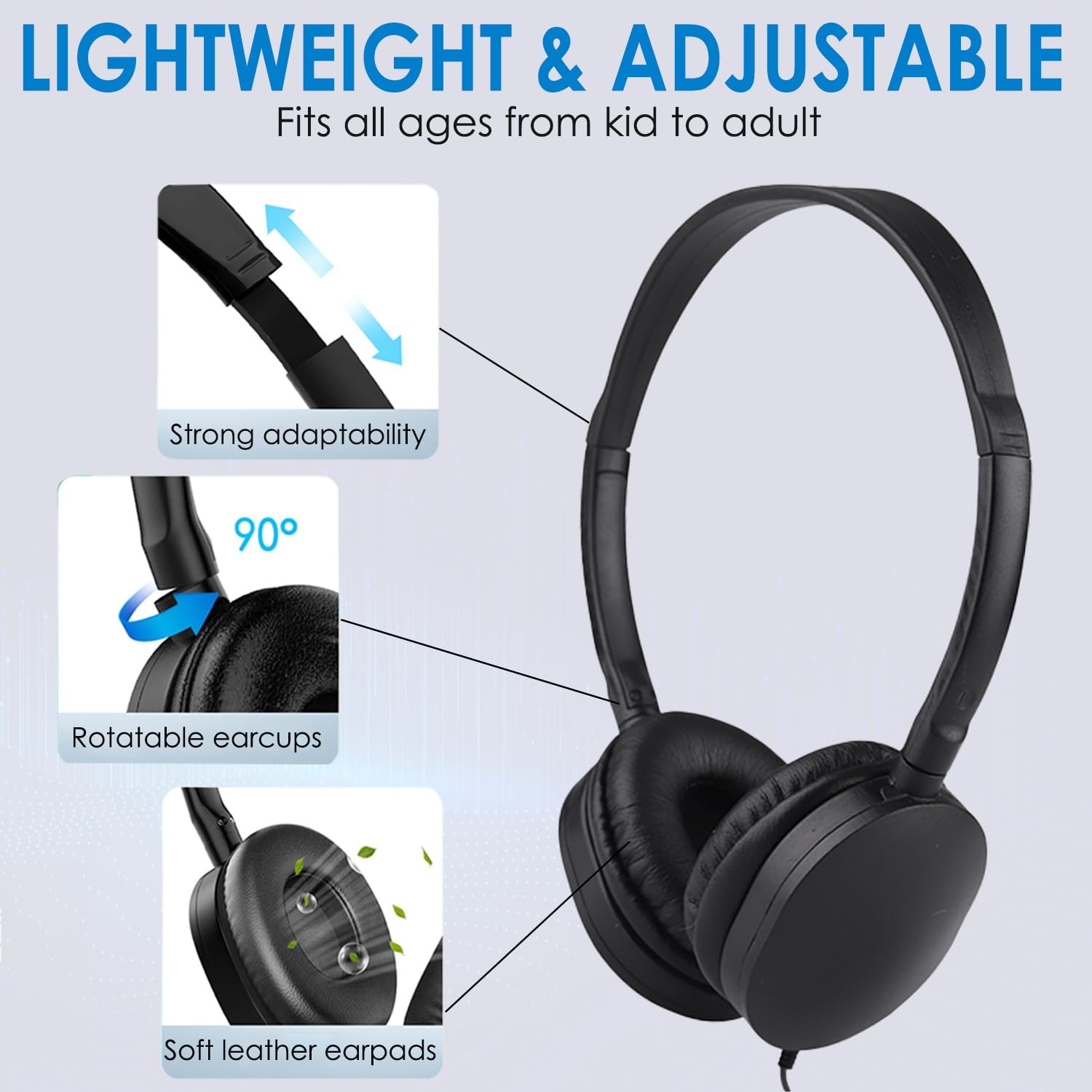 TRAHOOKids Bulk Headphones for Classroom 5 Pack, Wholesale Children