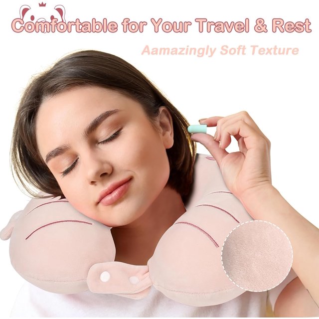 TRAHOOKids Neck Pillow for Traveling, Adujstable Airplane Pillow with
