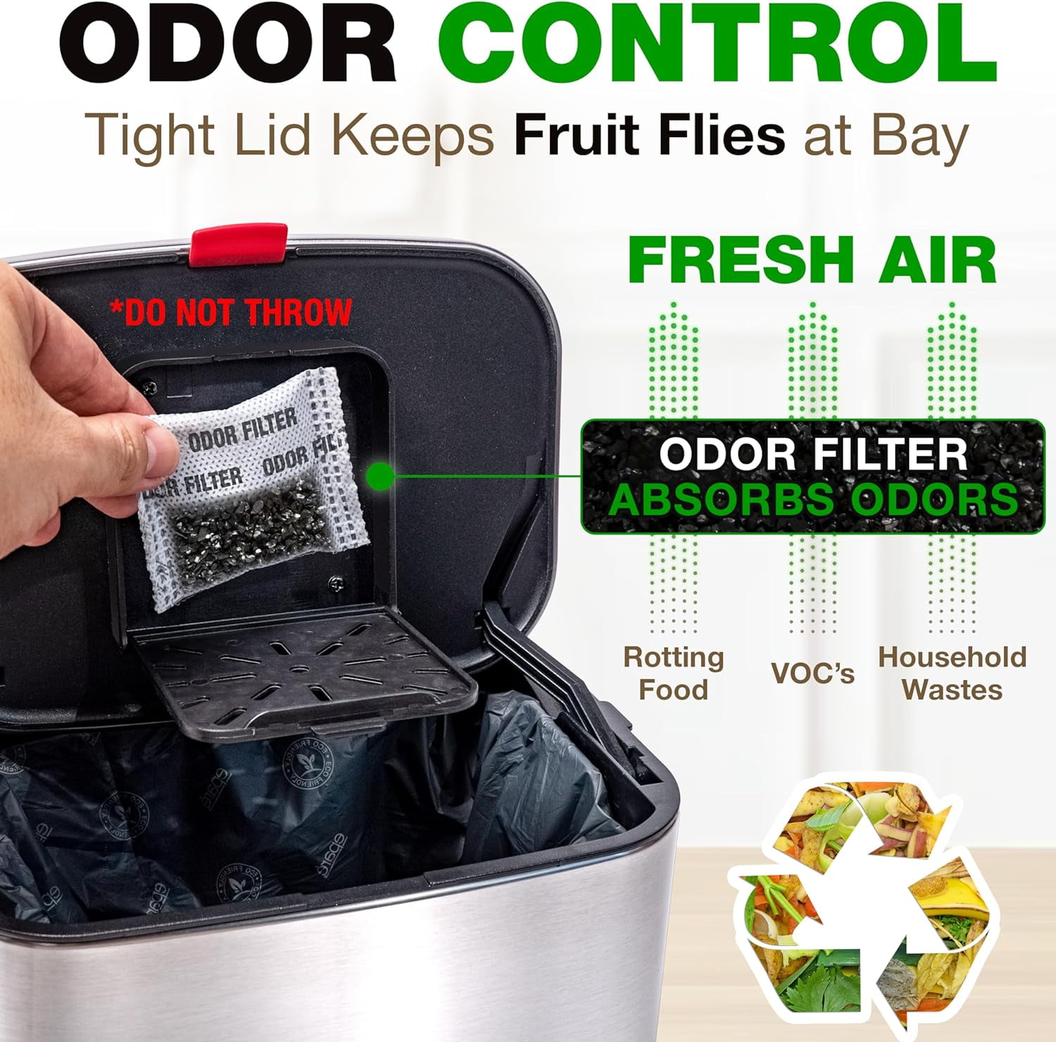 TRAHOOKitchen Compost Bin Countertop 1 Gallon Odorless Small