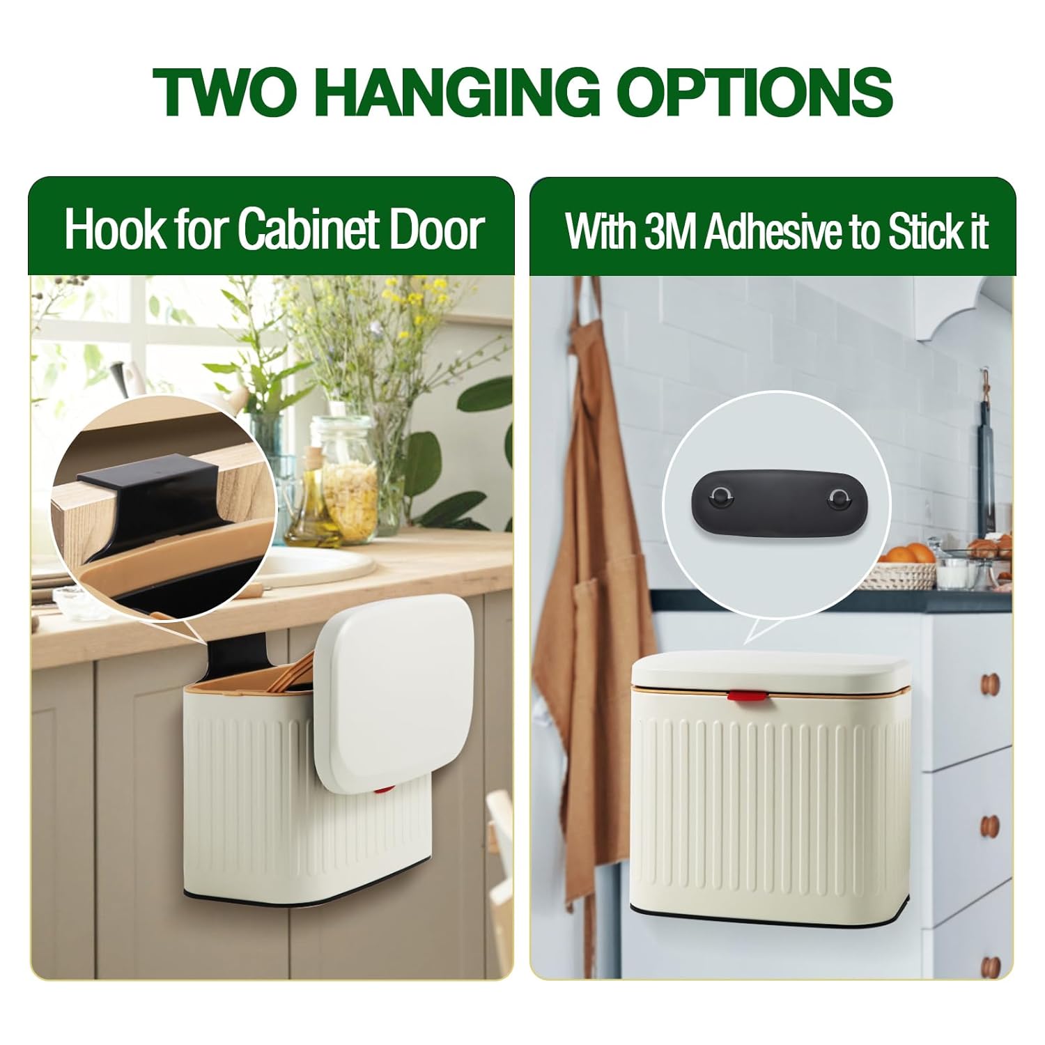 TRAHOOKitchen Trash Can with Lid, Detachable Compost Bin Stainless