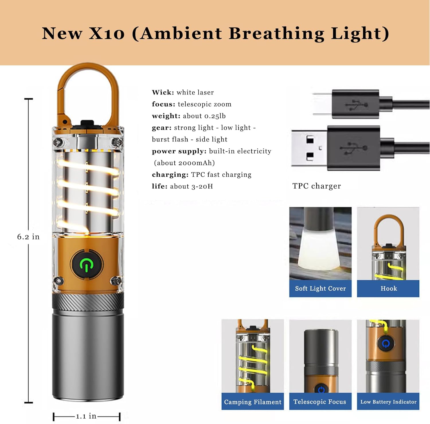 TRAHOO-LED Flashlights Rechargeable, 30,000 Lumen Flashlight, Battery Powered USB-C, Bright High Power Flashlight, 6 Modes, Powerful Tactical Flashlight Flasher for Dog Walking, Camping, Emergency Gi