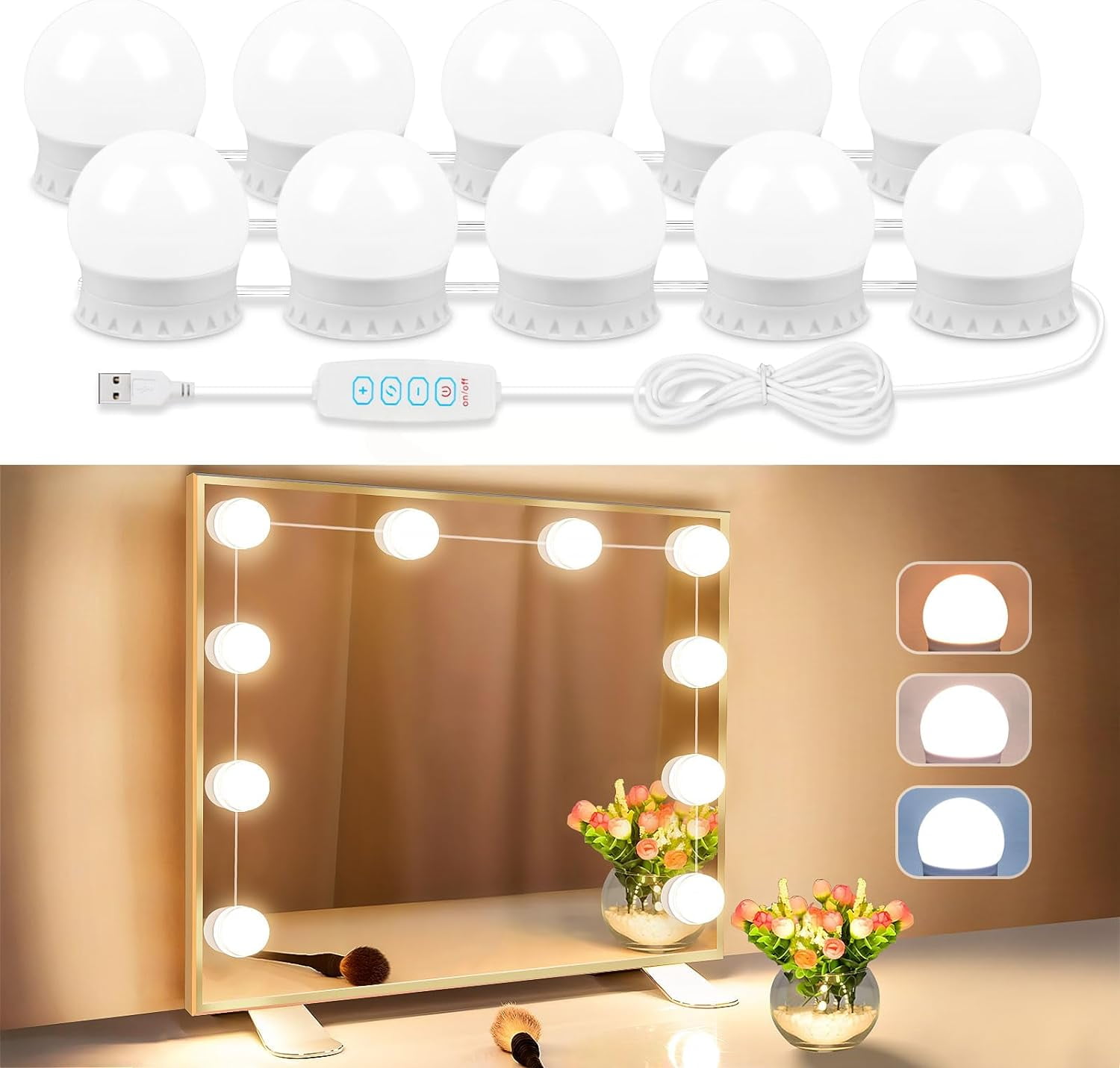 TRAHOO-LED Vanity Lights for Mirror, Vanity Lights Stick on with 10 ...
