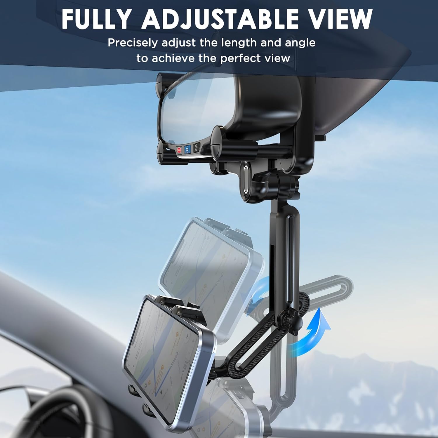 TRAHOOLarge Rearview Mirror Phone Holder for Car 360°Rotatable and