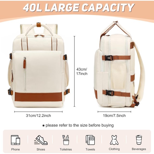 TRAHOOLarge Travel Backpack for Women, 40L Carry On Backpack Airline