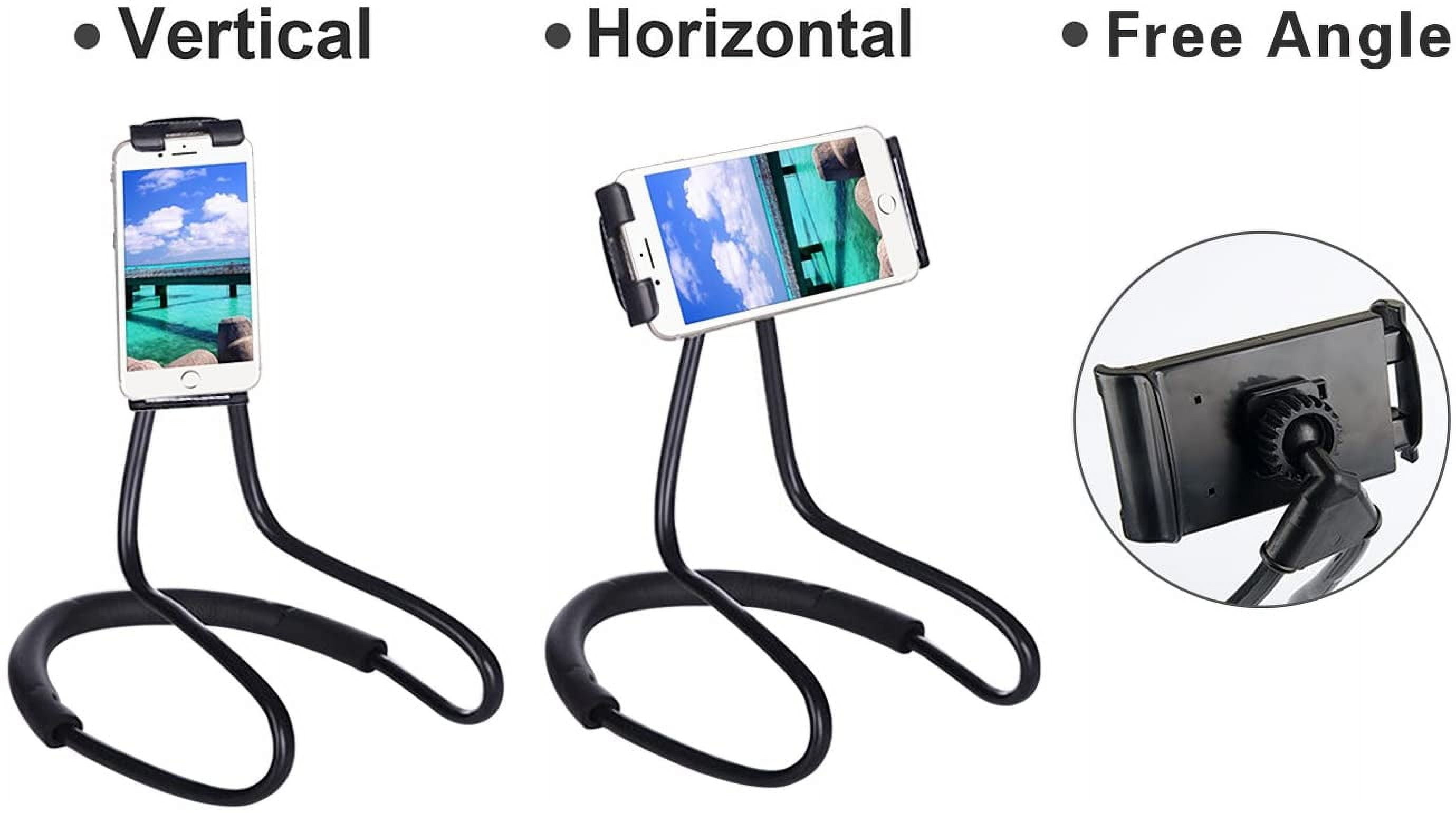 TRAHOO-Lazy Neck Phone Holder for Bed Desk Bike Car,Around The Neck Cell Phone Mount for iPhone X/8/7Plus/6/Samsung Galaxy S8 Plus/S7/S5 (Black)