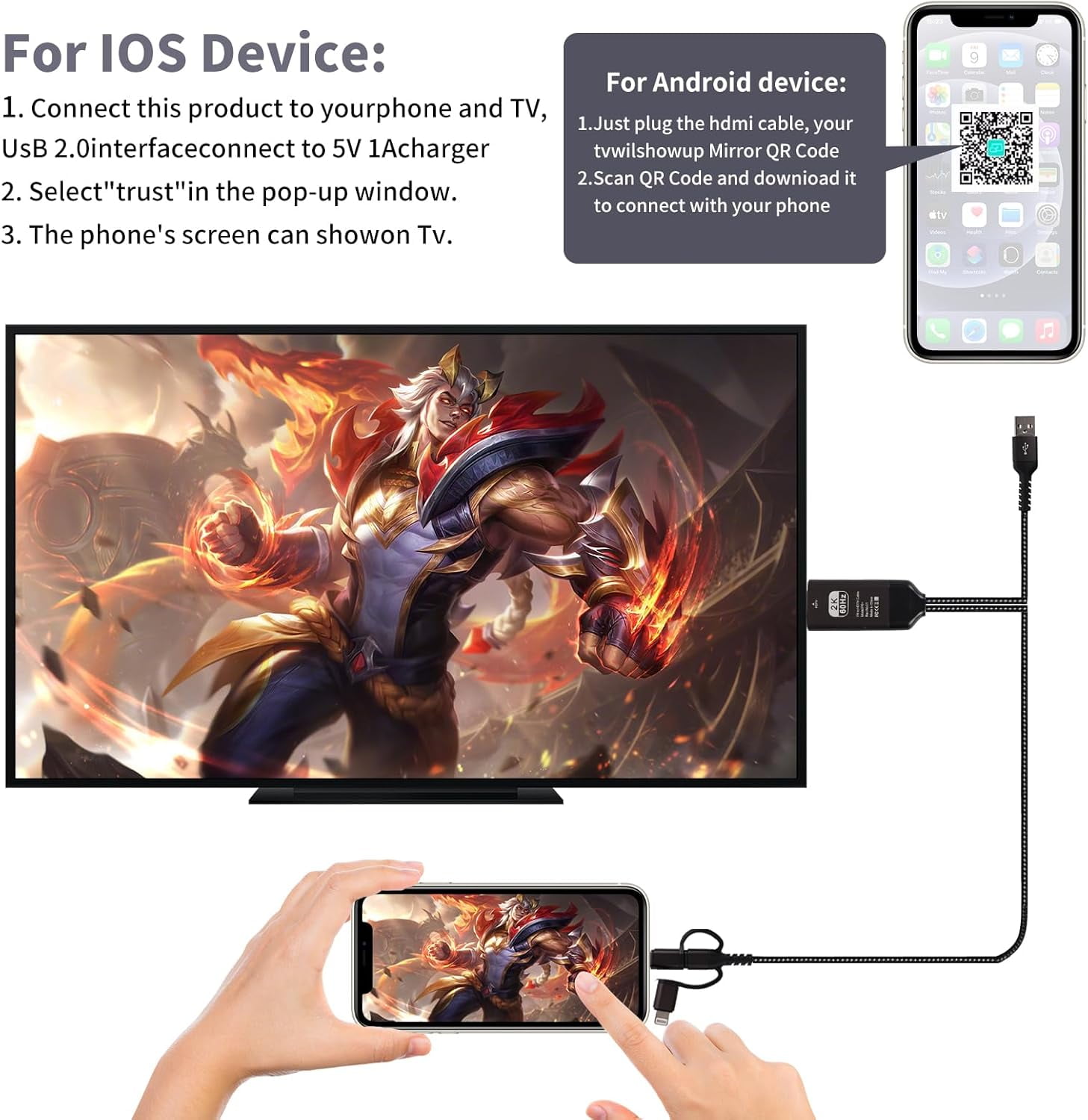 TRAHOOLighting to HDMI Cable HDMI Adapter for TV Phone to TV Adapter