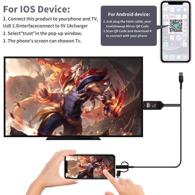 TRAHOOLighting to HDMI Cable HDMI Adapter for TV Phone to TV Adapter