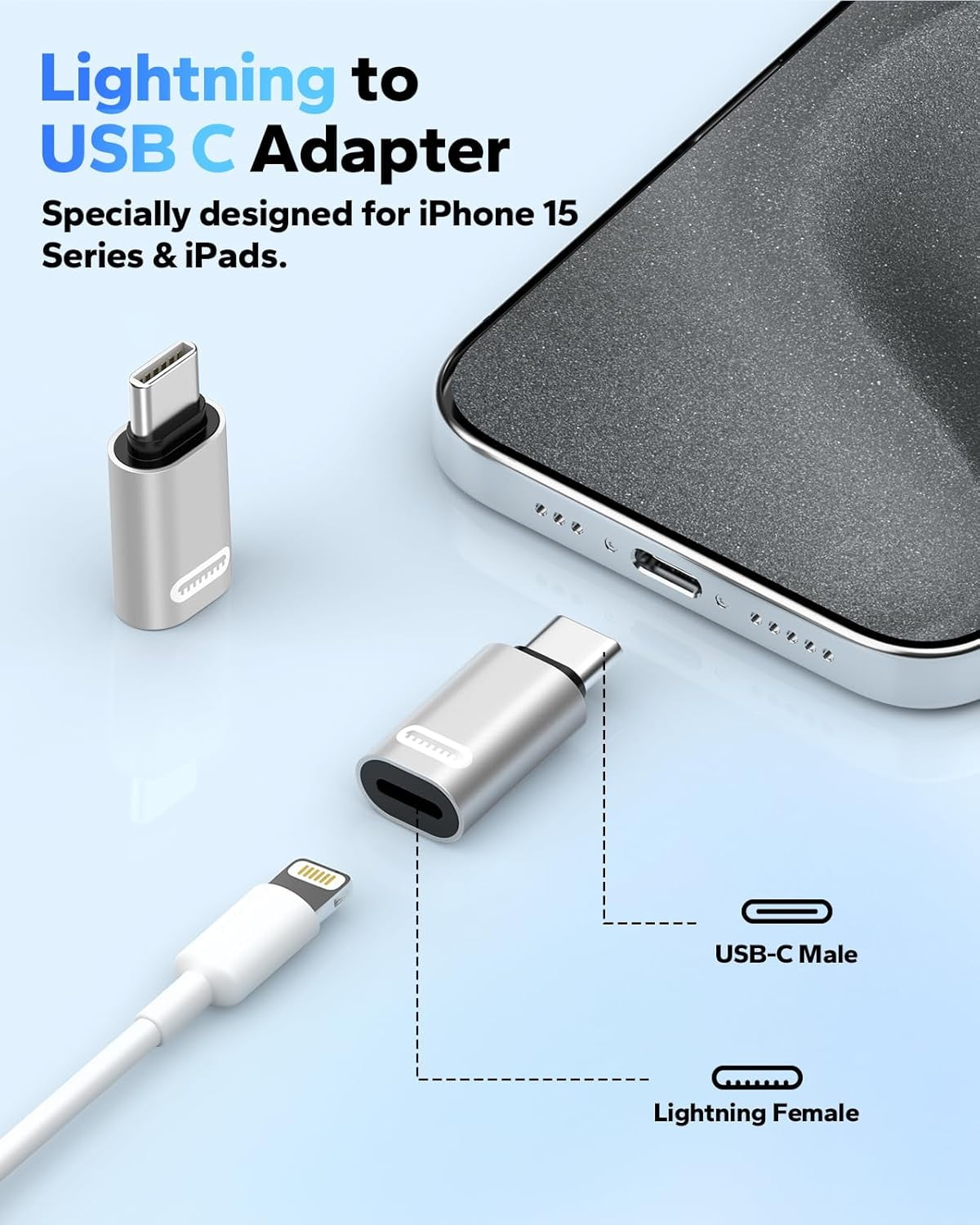 Usbc To Lightning Cable 2-Pack Lightning To USB-C Adapters (Fast