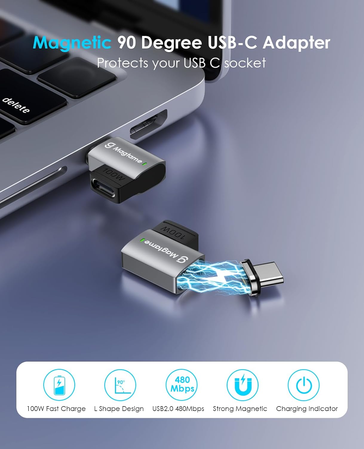 Right Angle USB C Adapter, 90 Degree USBC Male to USB