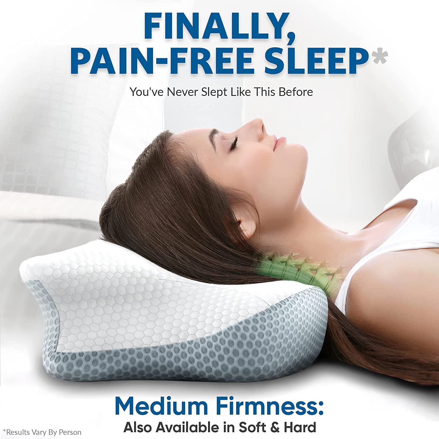 TRAHOOMemory Foam Cervical Pillow for Neck Pain Relief Ergonomic