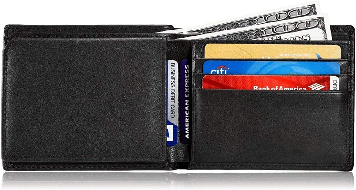 TRAHOOMen's RFID Protection Billfold Leather Pocket Wallet with Id