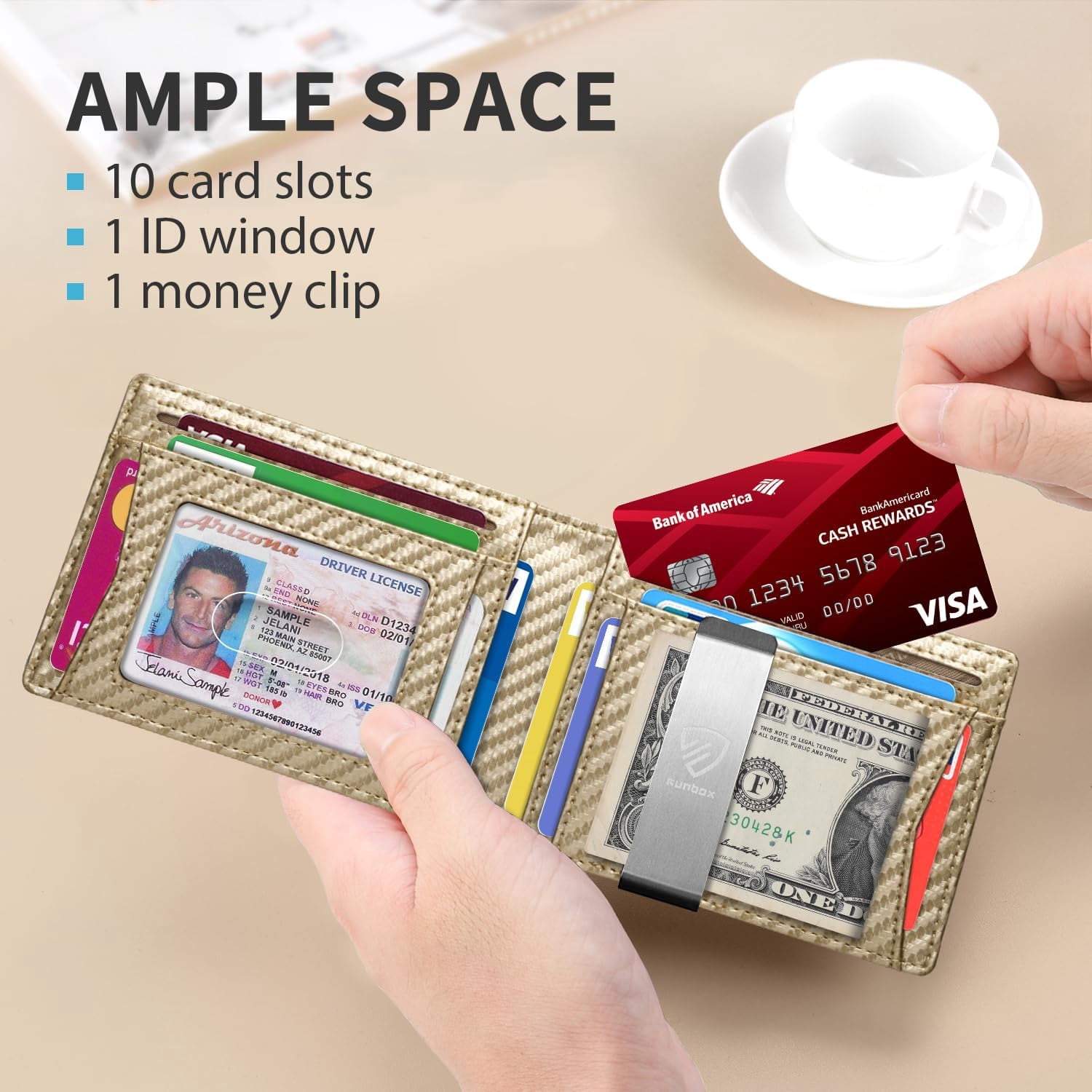 TRAHOOMens Slim Wallet with Money Clip RFID Blocking Bifold Credit