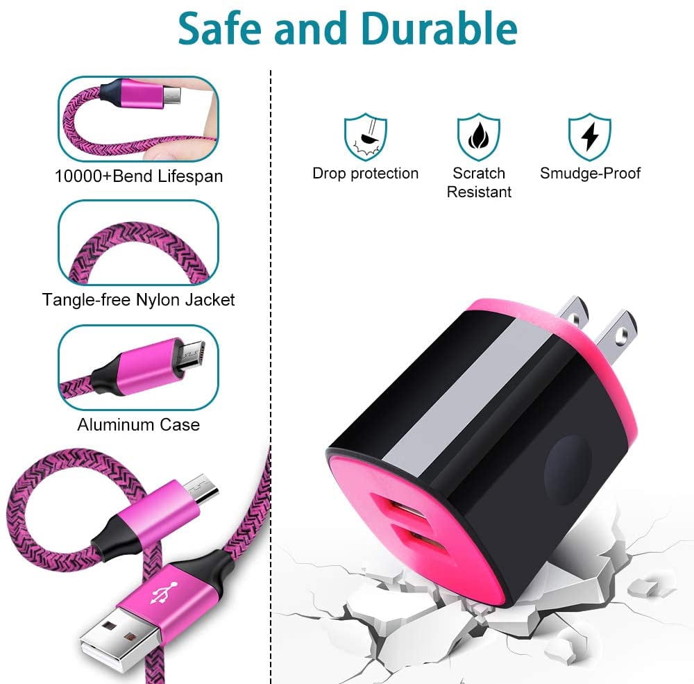 WalR Micro USB Charger Cable 6ft - Compatible With LG Fortune, Stylo, Harmony Phones