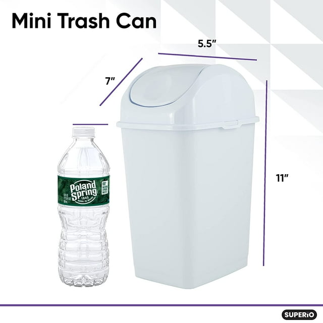 TRAHOOMini Desktop Trash Can with Swing Top Lid Portable Plastic