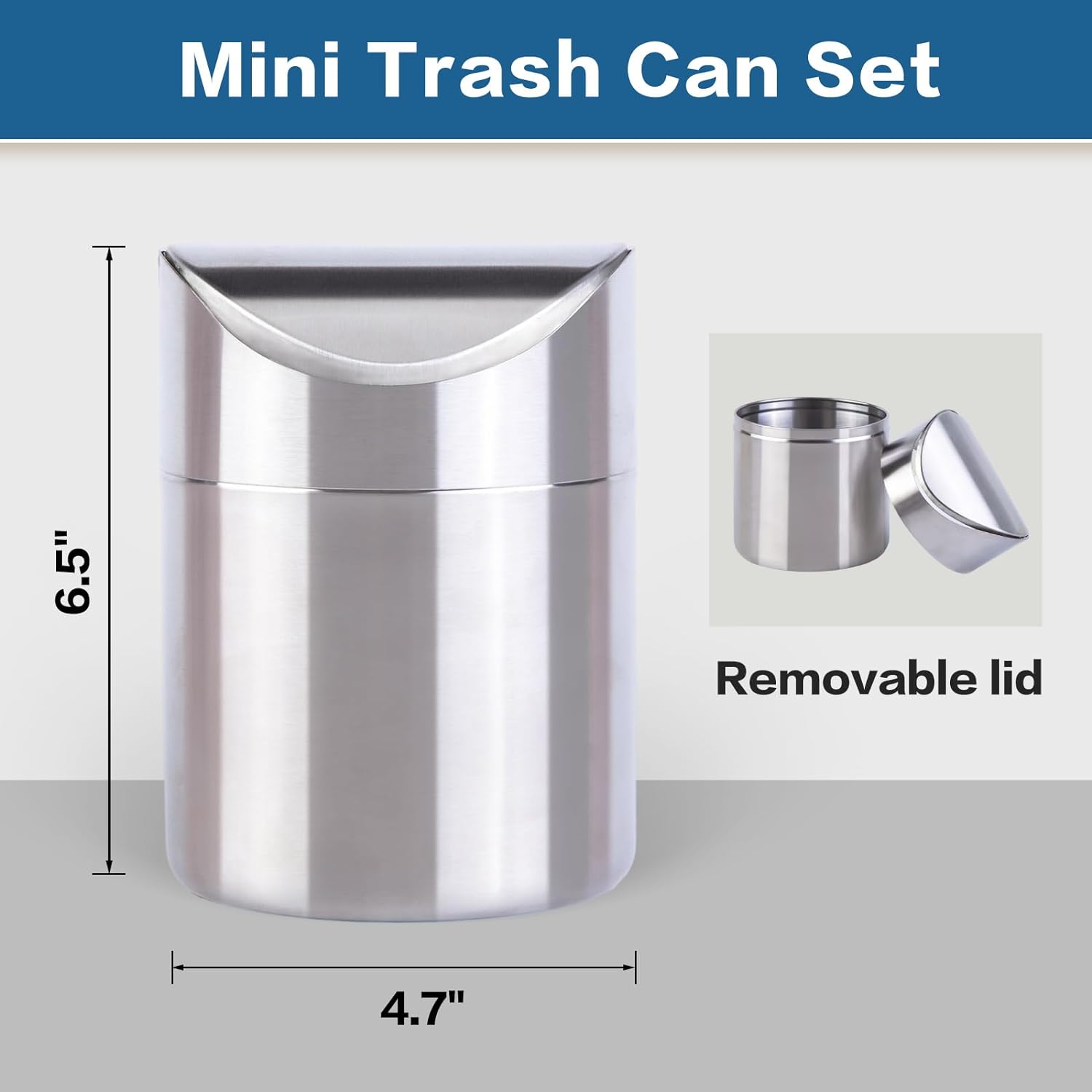 TRAHOOMini Trash Can Set, Countertop Trash Can with Lid Tiny Garbage