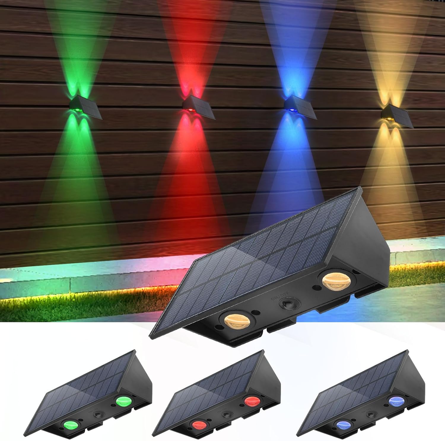 TRAHOOMultiColor Solar Outdoor Wall Lights Up and Down 4 Pack