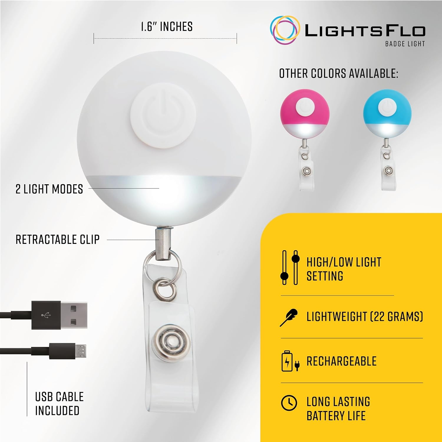 TRAHOONurse Badge Light, Portable Rechargeable Badge Reel Light, High