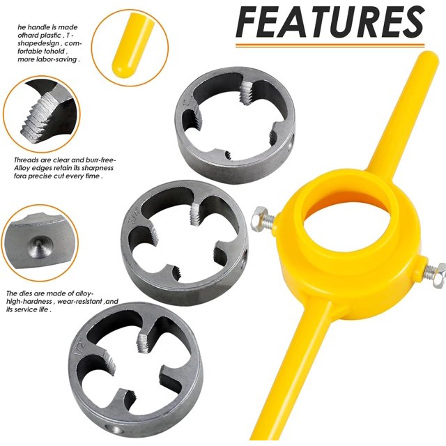 TRAHOOPVC Thread Maker Tool, 6Pcs Pipe Thread Die Kit, Plastic Pipe