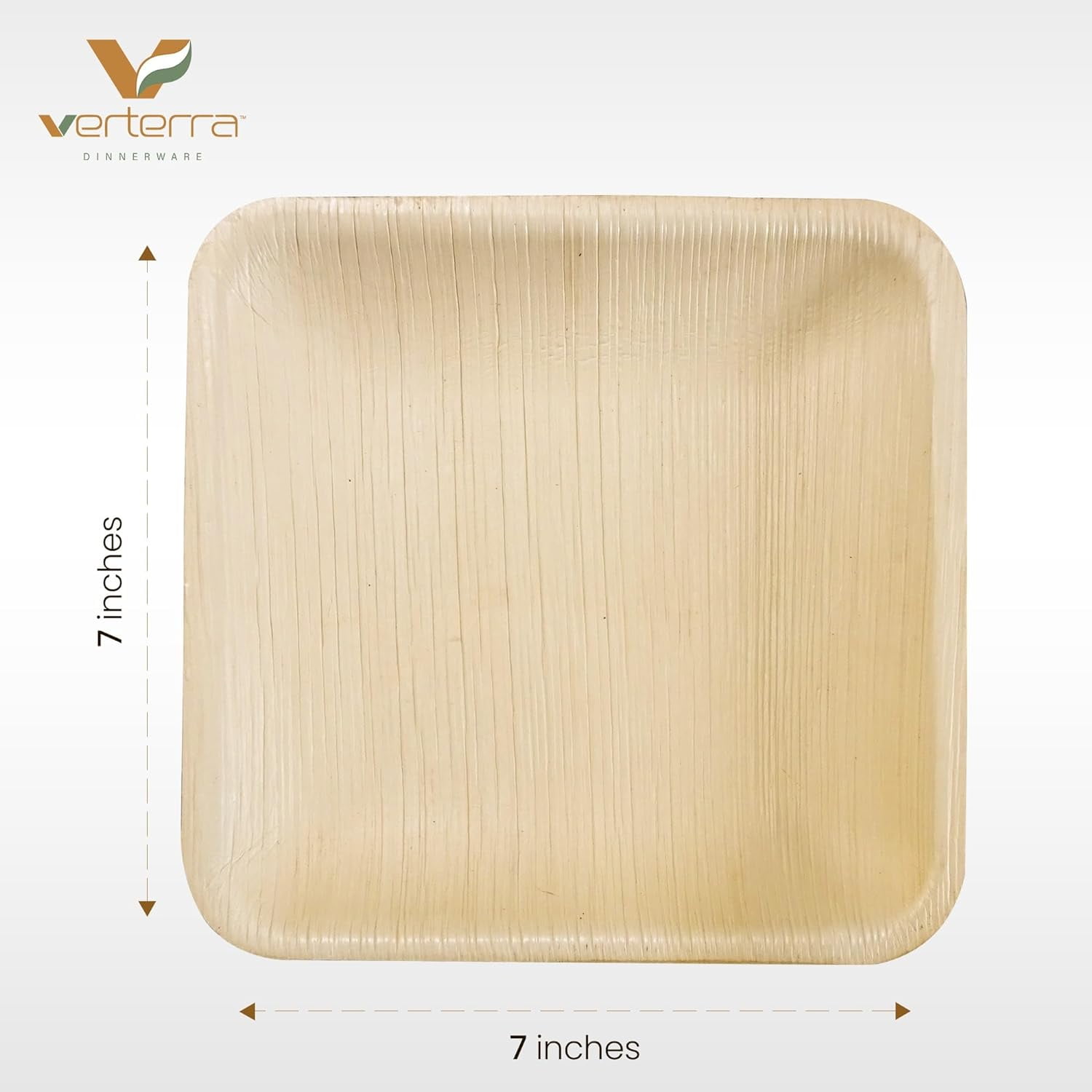 TRAHOOPalm leaf Plates 7 inch Square, 25 Pack Like Bamboo Plates