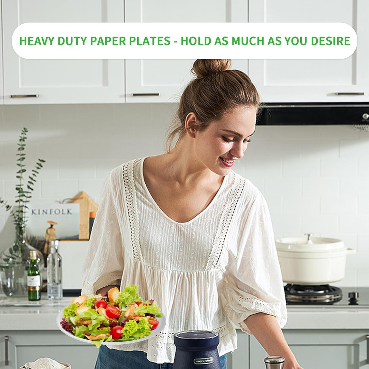 TRAHOOPaper Plates 7 Inch Heavy Duty, Disposable Paper Plates