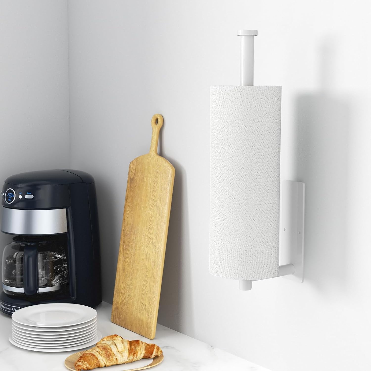 TRAHOOPaper Towel Holder SelfAdhesive or Drilling, White Wall