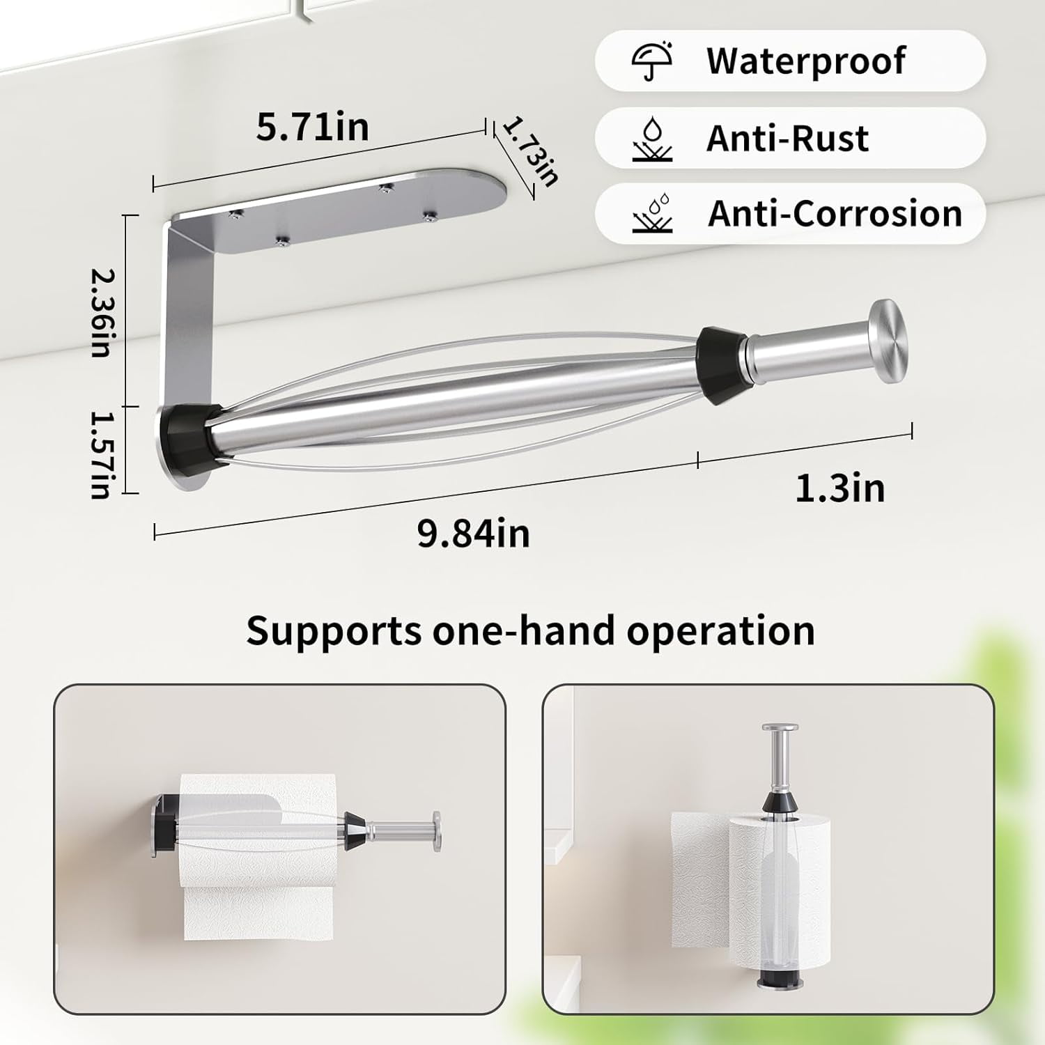 TRAHOOPaper Towel Holder Under Single Hand Operable Wall